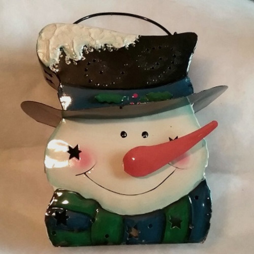 Metal Snowman Tealight lantern